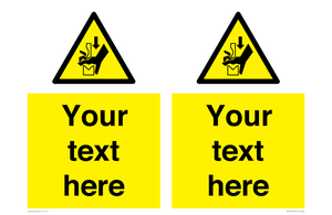 Custom warning hand crushing between press brake tool